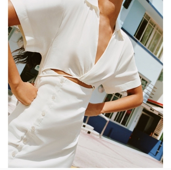 Zara Cutout Collared Button Dress Size XXL - Picture 2 of 16